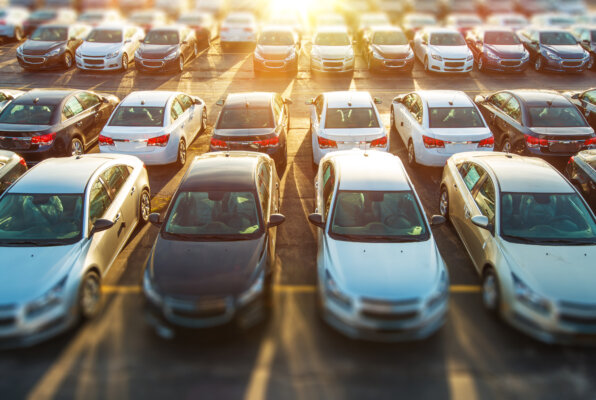 An image of new cars lined up in stock as illustration for post 'Understanding Pool Cars for Limited Companies.'