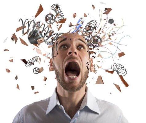 Illustration of a stressed business owner with springs and coils exploding from his head as image for blog post 'Employment Allowance Claim confusion persists...'