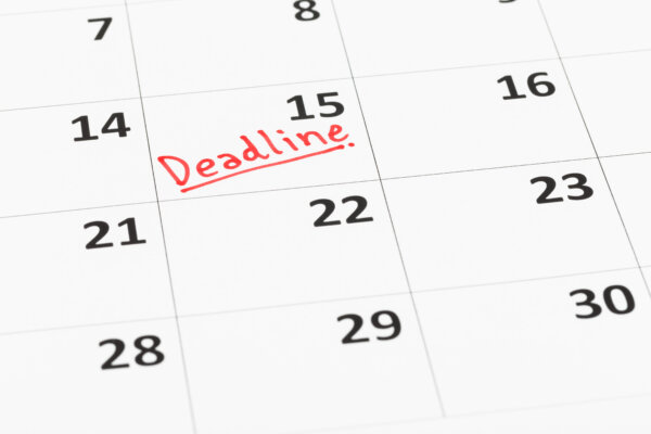 An image of a calendar with a date marked in red as 'deadline' as illustration for post 'NEW Companies House penalties regime.'