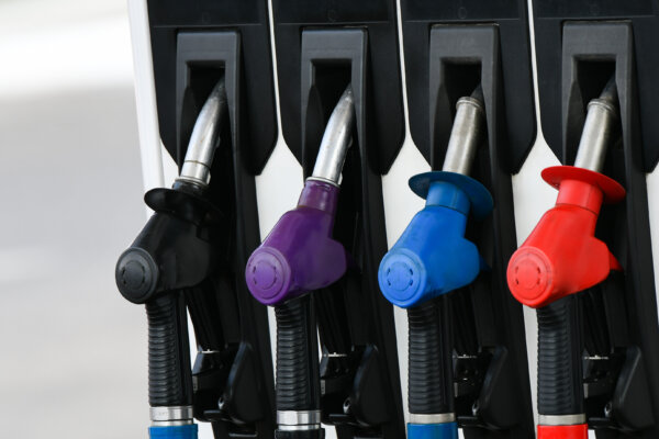 Image of four fuel pumps of different colours as illustration for post 'Updated VAT road fuel scale charges from 1st May 2024'.
