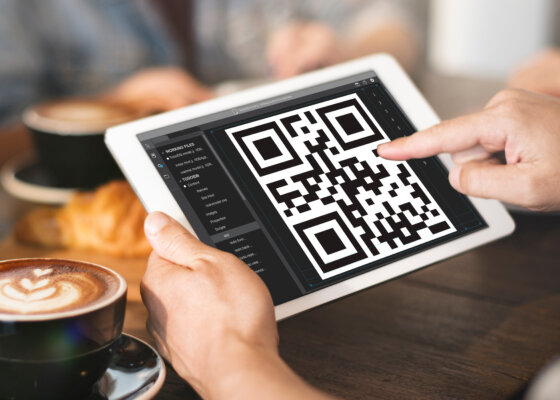 An image of a QR code on an iPad as illustration for post 'What’s your policy on scanning QR codes?'