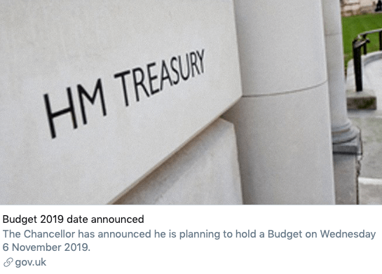 Image of HM Treasury as image for Blog Post 'Budget 2019 - a date for your diary!'
