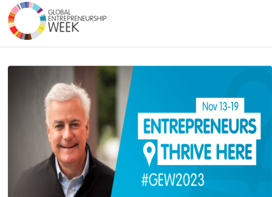A screenshot from the website of Global Entrepreneurship Week as illustration for post 'Global Entrepreneurship Week 2023'.